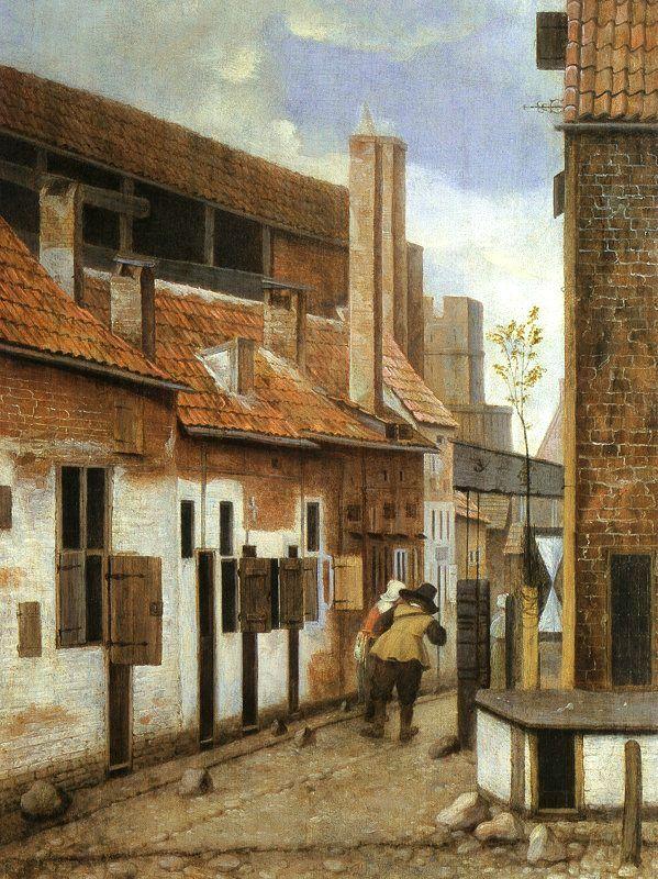 Jacobus Vrel Street Scene with Two Figures Walking Away China oil painting art